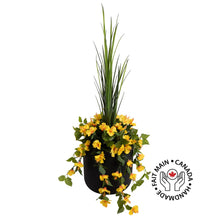 Load image into Gallery viewer, Artificial Yellow Hibiscus Plant in 50 inch Black Rounded Pot