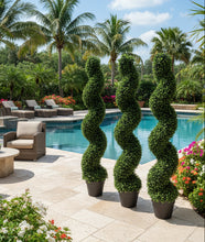Load image into Gallery viewer, Artificial Boxwood Spiral Topiary Trees