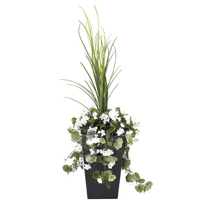 Dracaena and White Geranium Planter